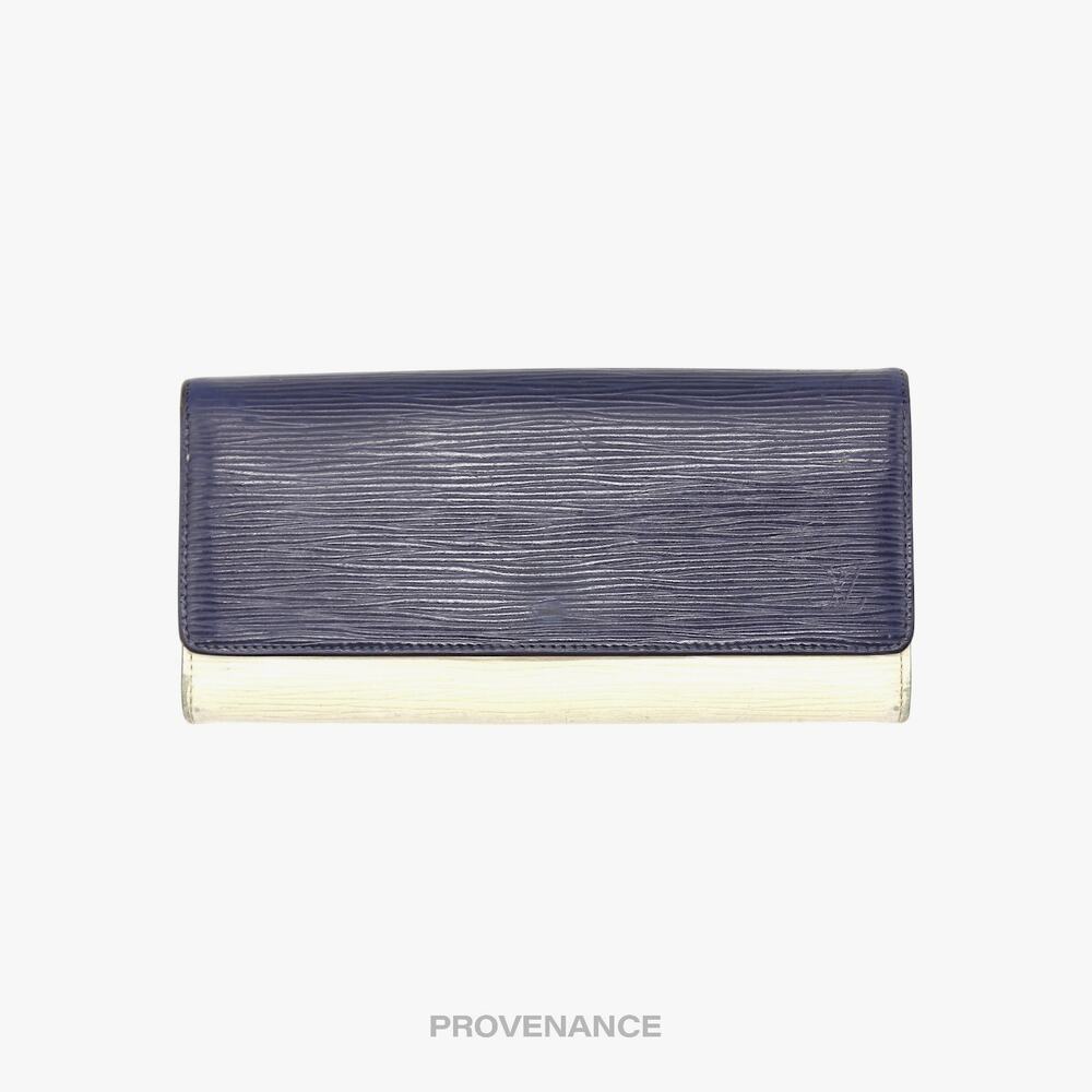 🔴 Louis Vuitton Long Wallet - White Blue Epi Patchwork